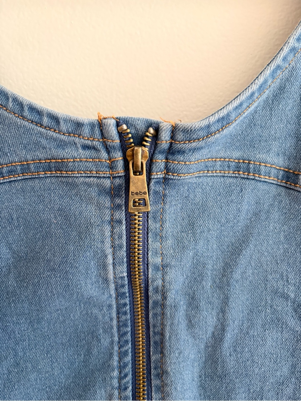 Denim Blue Zipper Front One-Piece - Picture 2 of 3